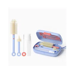 fab n funky Multipurpose Bottle & Nipple Cleaning Brush Set Along With Bottle Drying Rack - Blue-picture-31