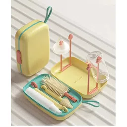 fab n funky Multipurpose Bottle & Nipple Cleaning Brush Set Along With Bottle Drying Rack - Yellow-picture-11