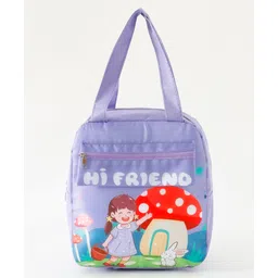 fab n funky Mushroom Kids Insulated Lunch Bag - Purple| Thermal Tiffin Bag| Lightweight School, Office & Picnic Food Carry Bag with Double Handles| Pouch for Cutlery-picture-38