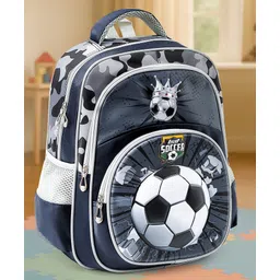 fab n funky Soccer Spots Theme Printed School Backpack Black - 15 Inches-picture-10