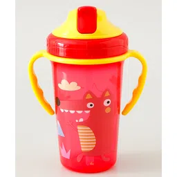 fab n funky Straw Sipper with Detachable Twin Handle 300 ml - Red| Hygienic Swipey Straw Cap| Leak Proof| BPA Free| for Infants & Toddlers| Water Bottle| Soft Silicone Straw| Training Cup for Boys & Girls-picture-18