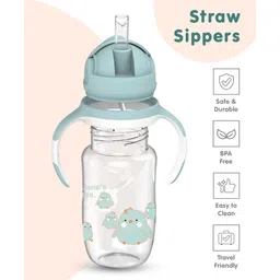 fab n funky Twin Handle Sipper Cup with Pop Up Straw Blue - 300 ml-picture-14