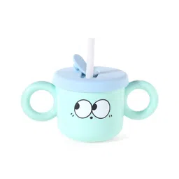 fab n funky Twin Handle Straw Sipper with Lid Blue - 240 ml-picture-35