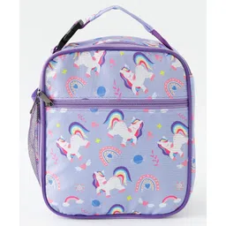 fab n funky Unicorn Kids Lunch Bag - Purple| Lightweight School Tiffin Carry Bag| Front Pocket for Cutlery| Side Mesh Pocket| Ideal for School, Office & Picnic-picture-27