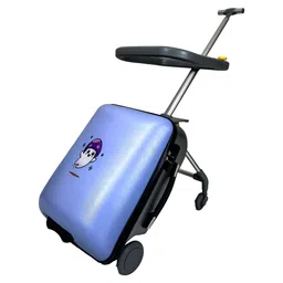 fab n funky Kids 2-in-1 Ride-On Travel Suitcase 16Inch - Blue| Foldable Seat| Shock-Resistant Hard Shell| PU Wheels| Ergonomic Tilt Design with Support Leg| Spacious Interior| Secure Number Lock image 2