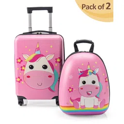 fab n funky Kid's Travel Suitcase Trolley Bag with Wheels - 18 inch lugguage & 15 Inch Backpack image 1