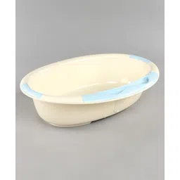 fab n funky Large Size Baby Bath Tub Cartoon & Text Print - Blue image 1