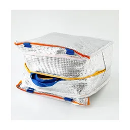 fab n funky Soccer Bear Insulated Lunch Bag for Kids - Orange & Blue| Thermal School Tiffin Bag| Lightweight Food Carry Bag with Handles for Boys & Girls image 4