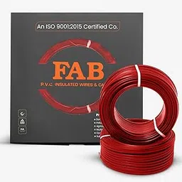 fab p.v.c. insulated wires & cables FAB P.V.C INSULATED WIRES & CABLES | 1.5mm | 90m | FR PVC Insulated CCA Copper Wire | Single Core Multi-Strand House Wiring Cable | Gauge (10 No.) | Red-picture-24