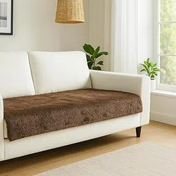 FABANE Premium Faux Rabbit Fur Sofa Cover – Mocha Brown – 3-Seater (27" × 72" / 70 × 180 cm) | Plush, Washable, Anti-Slip Sofa Protector Mat-picture-24