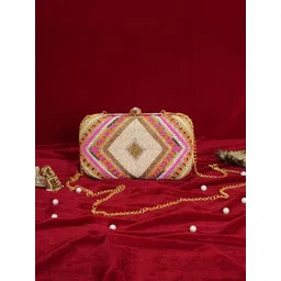 FABBHUE Embellished Acrylic Velvet Box Clutch-picture-10