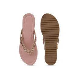 FABBMATE Embellished Open Toe T-Strap Flats image 2
