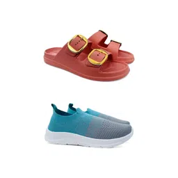 FABBMATE Women Colourblocked Sneakers With Flip Flops-picture-37