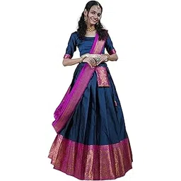 New Traditional South Indian Unstitched Half Saree for Women – Elegant & Customizable Festival Wear-image-27