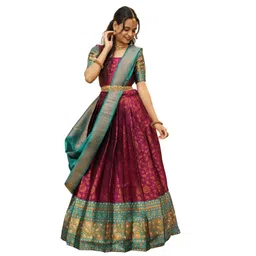 fabcartz Traditional South Indian SemiStitch Half saree for women's image 1