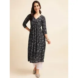 Fabclub Black Printed Fit and Flare Kurta-picture-27
