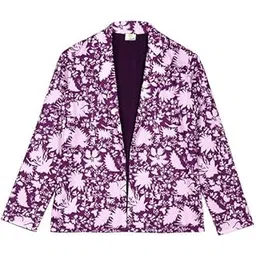 fabcurate curate your own fabric FABCURATE Romantic Edit: Purple Floral Blazer for Women | Shawl Collar, Full Sleeve, Regular Fit, Versatile Polyester Jacket for Everyday Wear & Special Occasions, Easy to Style & Maintain-picture-12