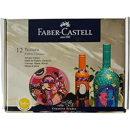 Faber-Castell Textura Fabric Colour, Acrylic Colour, Ideal for Fabric, Ceramic, Canvas, Glass, Wood, Metel & More (12 Shade Assorted Colours)-image-16