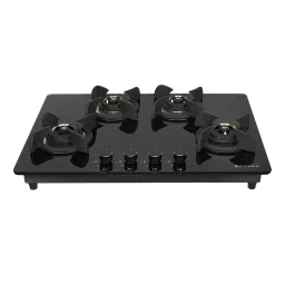 Faber Ultima HT724 CRS BR CI AI Toughened Glass Top 4 Burner Automatic Electric Hob (Premium Quality Knob, Black) image 1