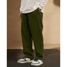 fabflee Men Solid Green Track Pants-picture-23