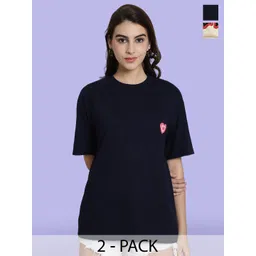 Fabflee Pack Of 2 Graphic Printed Cotton Oversize T-shirt-picture-35
