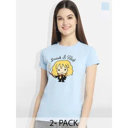 Fabflee Pack Of 2 Graphic Printed Cotton T-shirts image 1