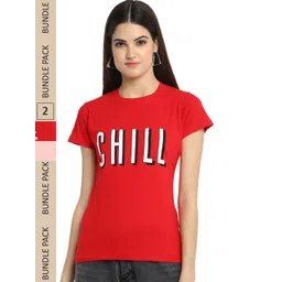 Fabflee Pack Of 2 Typography Printed Cotton T-shirt-picture-40