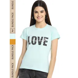 Fabflee Pack Of 2 Typography Printed Cotton T-shirt-picture-23