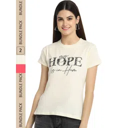 Fabflee Pack Of 2 Typography Printed Cotton T-shirt-picture-22