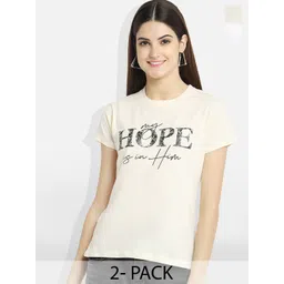 Fabflee Pack Of 2 Typography Printed Cotton T-shirt-picture-17