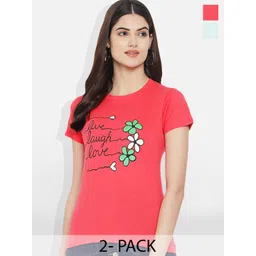 Fabflee Pack Of 2 Typography Printed Cotton T-shirts-picture-30