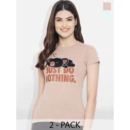 Fabflee Pack Of 2 Typography Printed Cotton T-shirts-picture-18