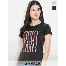 Fabflee Pack of 2 Typography Printed T-Shirt-picture-41
