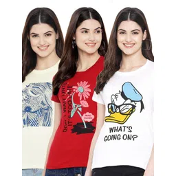 Fabflee Pack Of 3 Graphic Printed Short Sleeves Cotton T-shirt-picture-33
