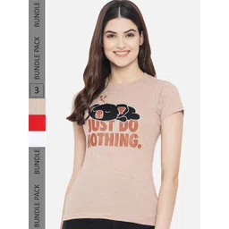 Fabflee Pack Of 3 Typography Printed Cotton T-shirt-image-48