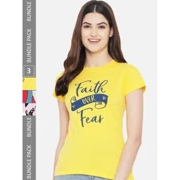 Fabflee Pack Of 3 Typography Printed Cotton T-shirt-image-40