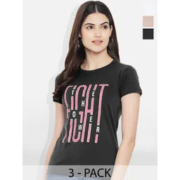 Fabflee Pack Of 3 Typography Printed Cotton T-shirt-image-18