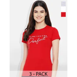 Fabflee Pack Of 3 Typography Printed Cotton T-shirt-picture-31