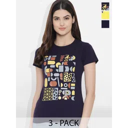 Fabflee Pack Of 3 Typography Printed Cotton T-shirt-picture-33