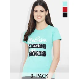 Fabflee Pack Of 3 Typography Printed Cotton T-shirt-picture-34