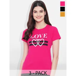 Fabflee Pack Of 3 Typography Printed Cotton T-shirt-picture-35