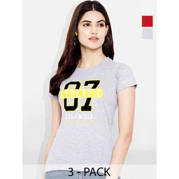 Fabflee Pack Of 3 Typography Printed Cotton T-shirt-picture-41