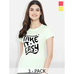Fabflee Pack Of 3 Typography Printed Cotton T-shirt-picture-14