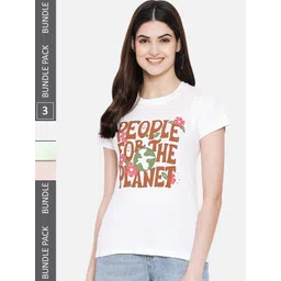 Fabflee Pack Of 3 Typography Printed Cotton T-shirts-image-42