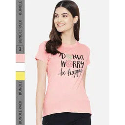 Fabflee Pack of 3 Typography Printed Cotton T-shirts-image-47