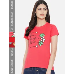 Fabflee Pack of 3 Typography Printed Cotton T-shirts-image-38