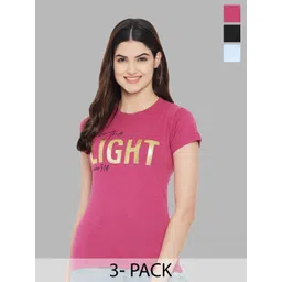 Fabflee Pack Of 3 Typography Printed Pure Cotton T-shirt-picture-19