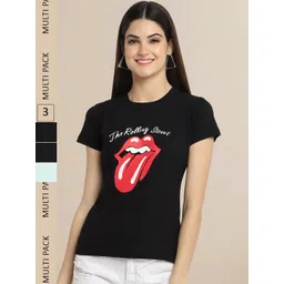 Fabflee Pack of 3 Women Typography Printed Cotton T-shirt-picture-30