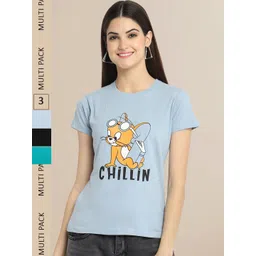 Fabflee Pack Of 3 Women  Typography Printed Cotton T-shirt-picture-25