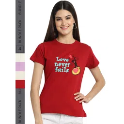 Fabflee Pack Of 4 Typography Printed Cotton T-Shirts-picture-27